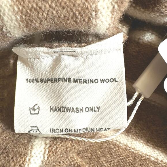 NWT Liny Xin Womens Superfine Merino Wool Striped Crew Neck Sweater Brown Medium - Picture 10 of 11